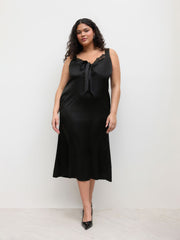 Satin Sweetheart Lace Bowknot Maxi Dress Curve & Plus