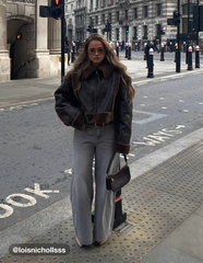 Faux Shearling Collar Solid Zipper Jacket