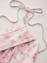 Satin Floral Ruched Slip Maxi Dress