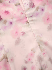 Satin Floral Ruched Slip Maxi Dress