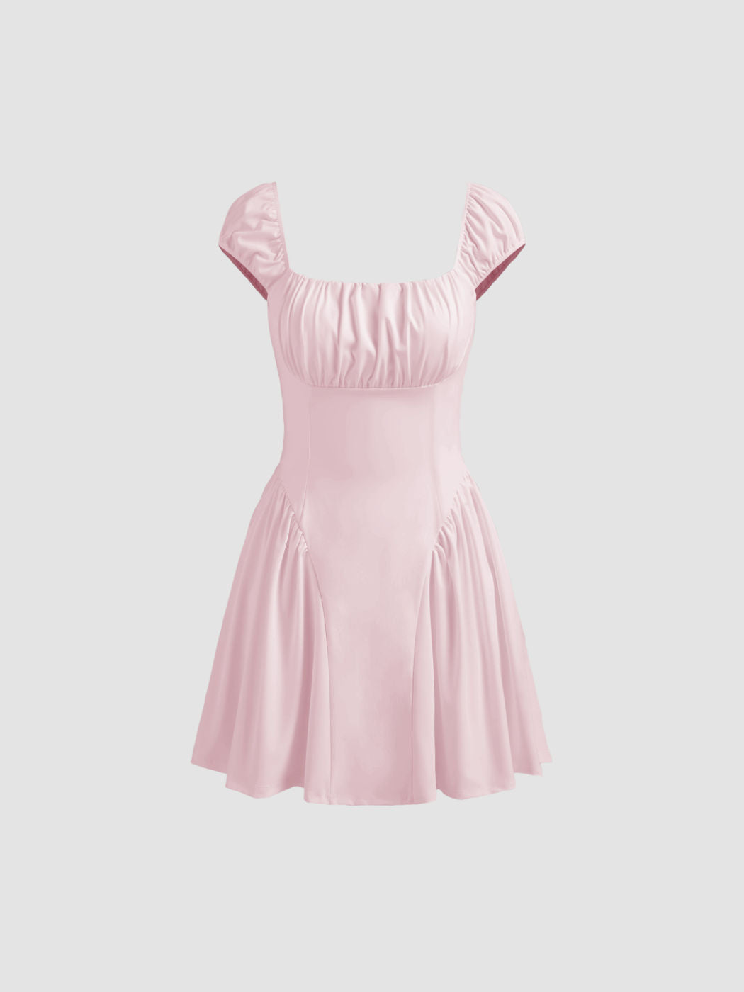 CiderAIRY™ Square Neck Solid Ruched Mini Dress