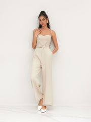 Sweetheart Neckline Jumpsuit With Belt