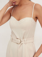 Sweetheart Neckline Jumpsuit With Belt