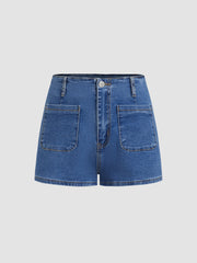 High Stretch Denim High Rise Micro Shorts