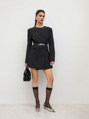 Double Breasted Mini Dress With Belt
