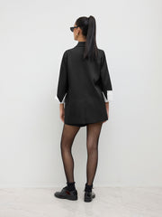 Notched Collar Roll-up Mid-length Blazer