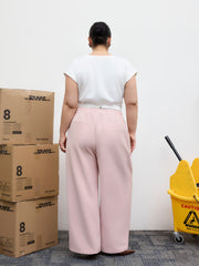Round Neckline Buckle Back Crop Tee Curve & Plus