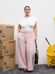 Round Neckline Buckle Back Crop Tee Curve & Plus