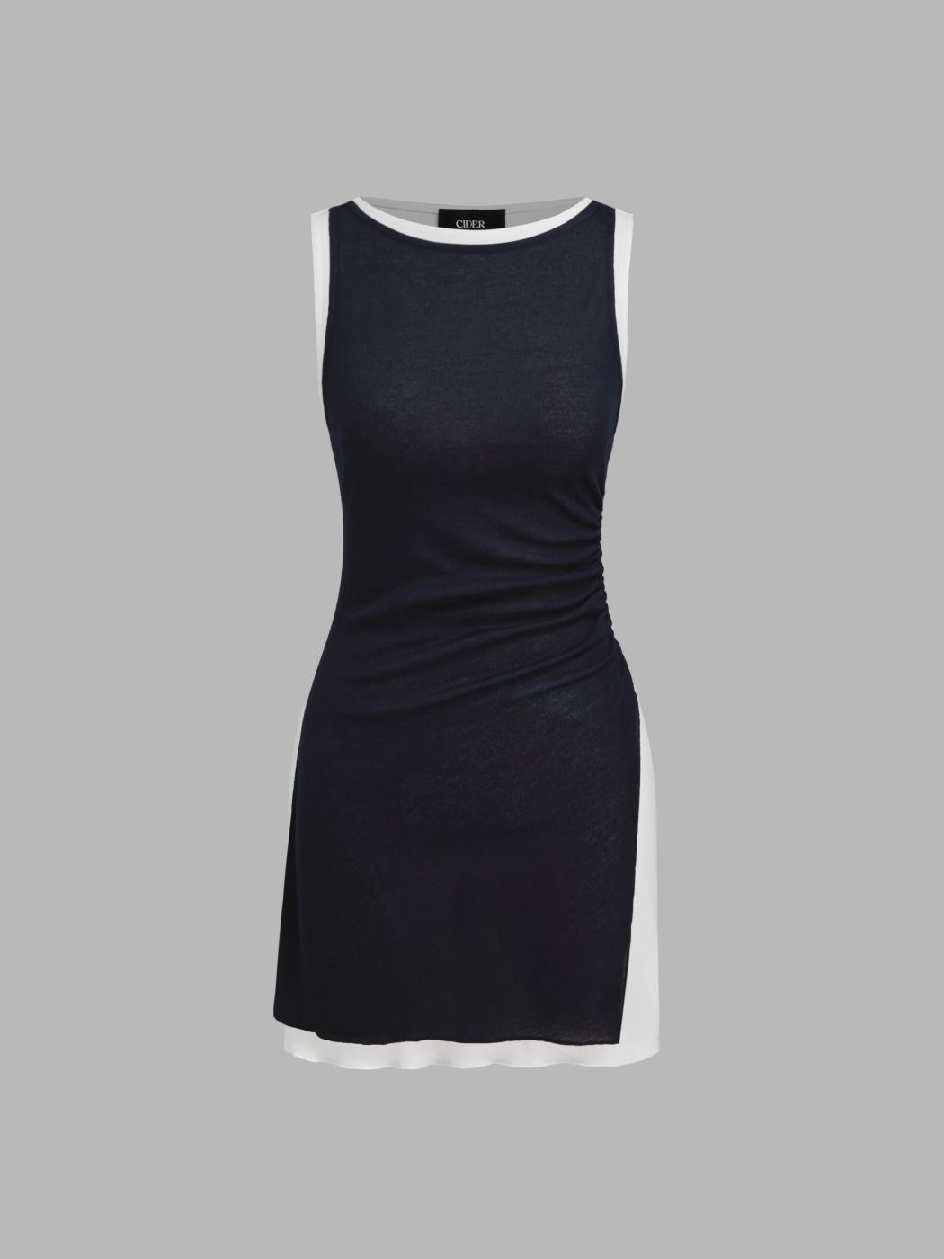 Boat Neck Ruched Split Mini Dress & Solid Mini Dress