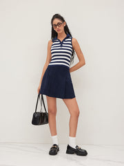 Corduroy Mid Rise Pleated Mini Skirt
