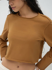 100% Cotton Round Neckline Crop Tee