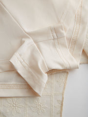 Cotton Mid Rise Embroidery Elastic Waist Mini Skirt