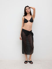 V-neck Underwire Cheeky Bikini Set With Sarong