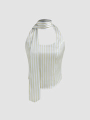 Halter Neckline Stripe Bowknot Tank Top