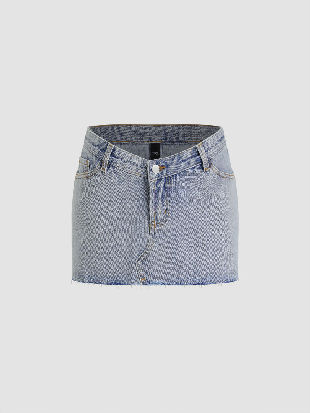 Denim Low Rise Asymmetrical Micro Mini Skirt