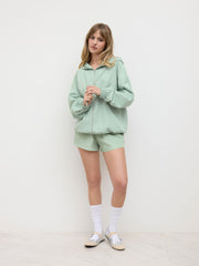 Hooded Zip Through Elastic Waist Drawstring Oversized Jacket