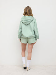 Hooded Zip Through Elastic Waist Drawstring Oversized Jacket