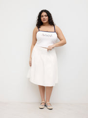 Mid Rise Pleated Midi Skirt Curve & Plus