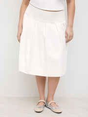 Mid Rise Pleated Midi Skirt Curve & Plus