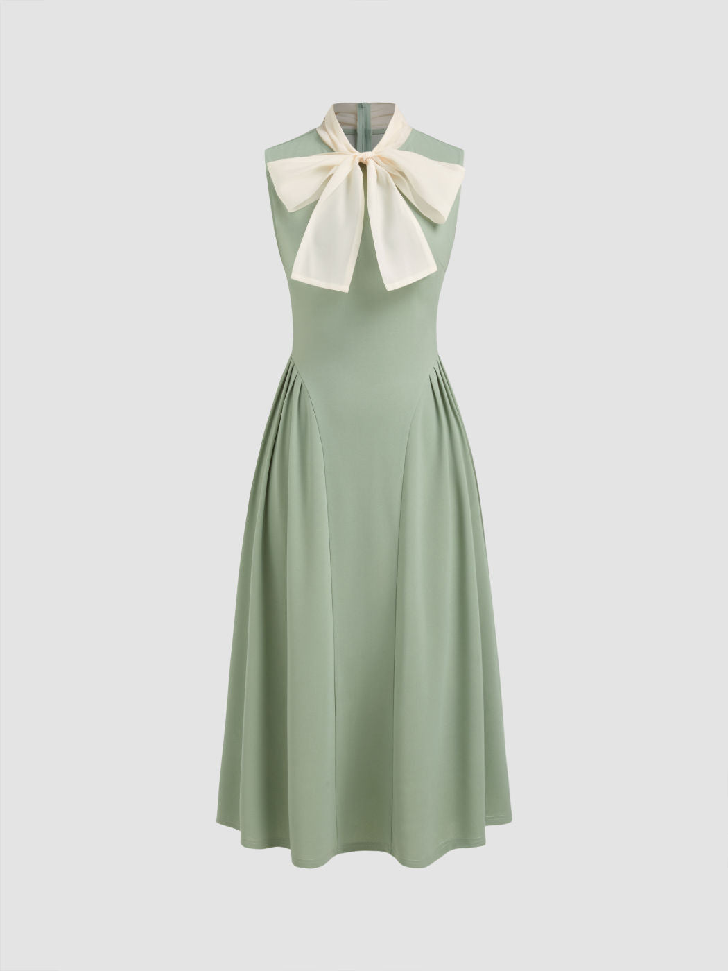 Two Tone Bow Tie Ruffle Midi Dress