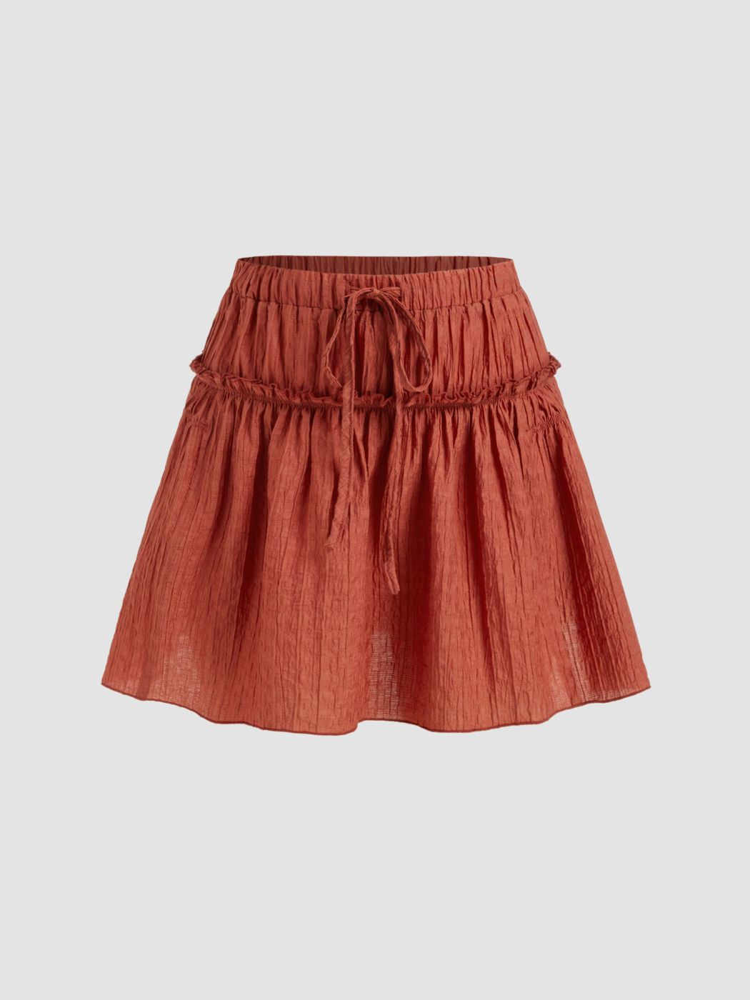 Two Way Mid Rise Lettuce Trim Knotted Mini Skirt