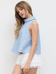 Jacquard High Neck Oversized Tank Top