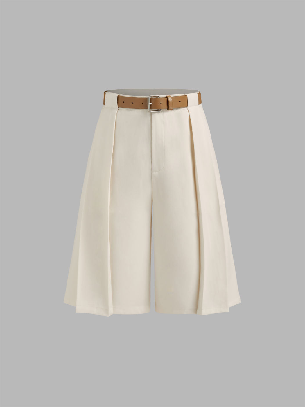 Belted Mid Rise Bermuda Shorts