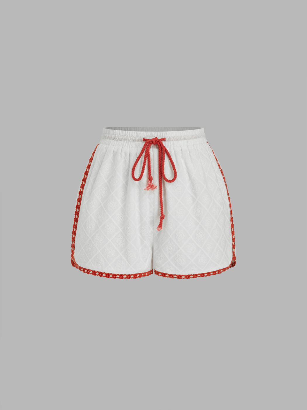 Cotton Mid Rise Floral Contrasting Binding Shorts