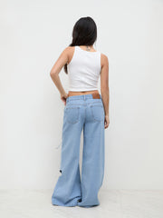 Cider Denim Low Rise Cut Out Bowknot Wide Leg Jeans