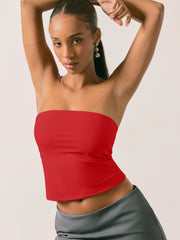 CIDERCONTOUR Double Layered Strapless Solid Tube Top