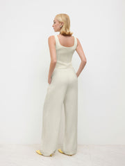 Tweed Mid Rise Wide Leg Trousers