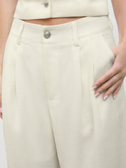 Tweed Mid Rise Wide Leg Trousers