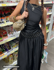 Woven Boat Neck Sleeveless Maxi Dress With Belt