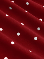 Cotton-blend Halter Neckline Polka Dot Ruched Midi Dress