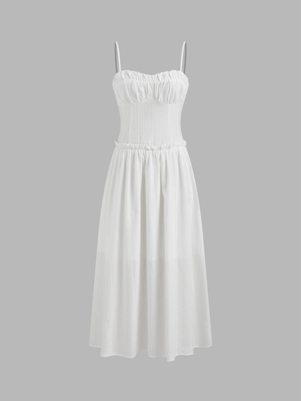 Cotton Square Neck Lettuce Trim Maxi Dress
