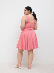 Square Neck Gingham Ruched Ruffle Mini Dress Curve & Plus