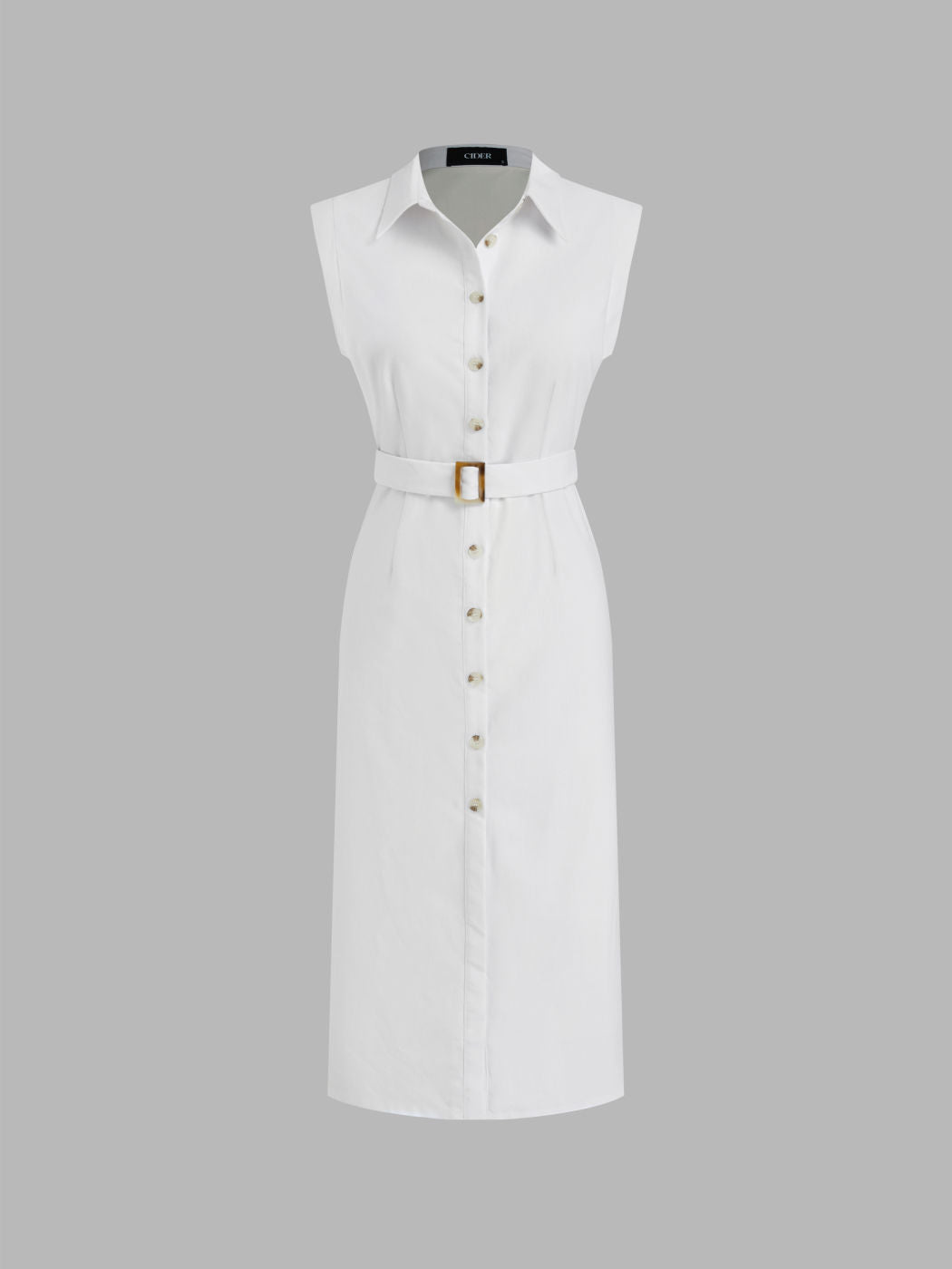 Linen-blend Button Through Shirt Maxi Dress With Belt
