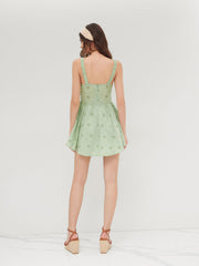 Cotton Broderie Anglaise Ruched Knotted Mini Dress
