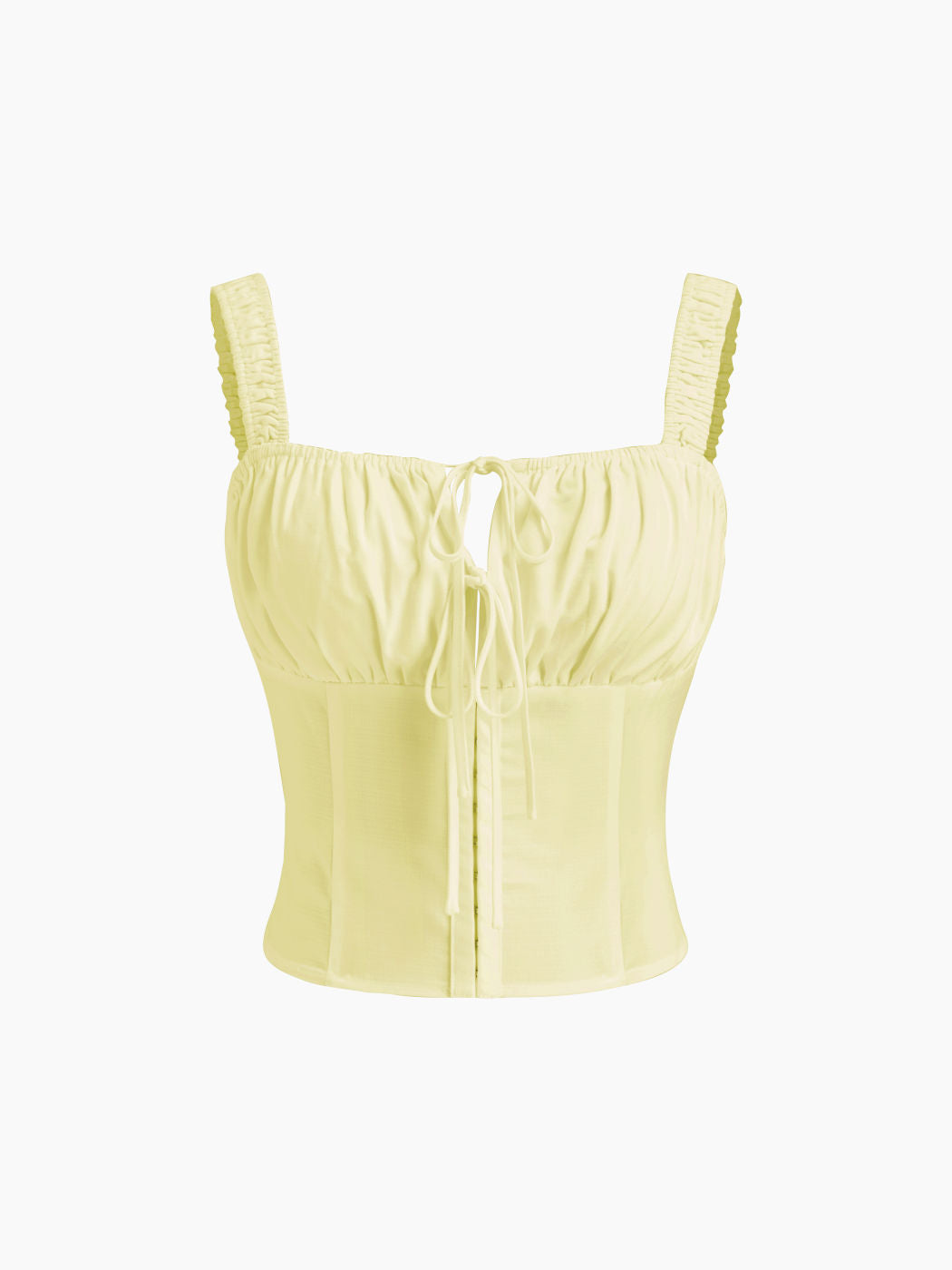 Square Neck Ruched Tie Front Crop Tank Top