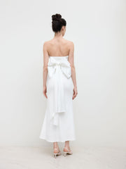 Bandeau Bowknot Ruched  Mermaid Maxi Dress