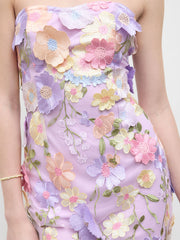 3D Floral Embroidery Bandeau Maxi Dress