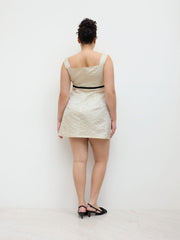 Sweetheart Floral Jacquard Bowknot Mini Dress Curve & Plus