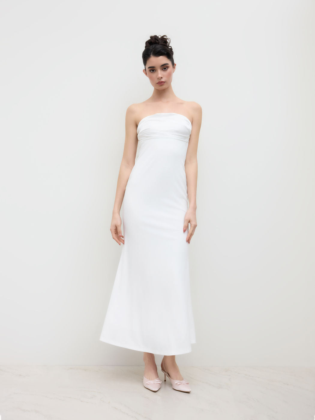 Bandeau Bowknot Ruched  Mermaid Maxi Dress