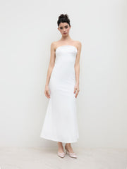 Bandeau Bowknot Ruched  Mermaid Maxi Dress