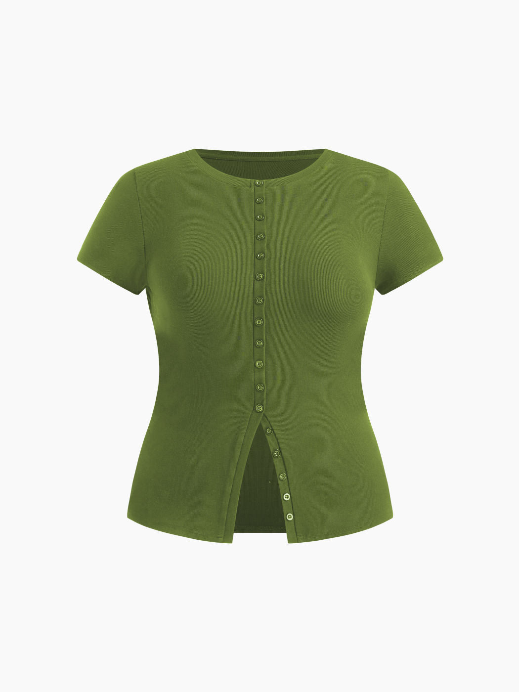 Cotton-blend Button Up Split Top Curve & Plus