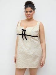 Sweetheart Floral Jacquard Bowknot Mini Dress Curve & Plus