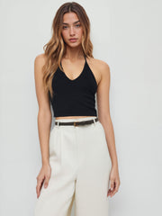 Solid Halter Crop Top