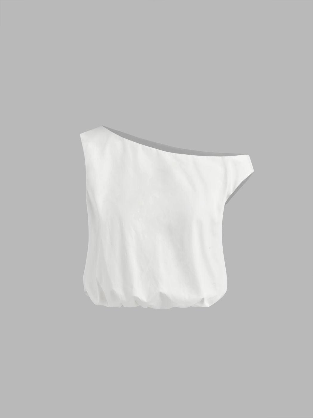 Cotton Asymmetrical Neck Bubble Hem Crop Tank Top