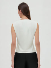 Cotton-blend Cowl Neck Asymmetrical Hem Top