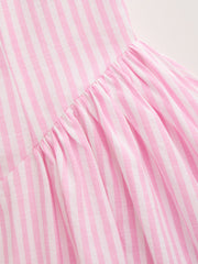 Cotton-blend Boat Neck Striped Ruffle Maxi Dress